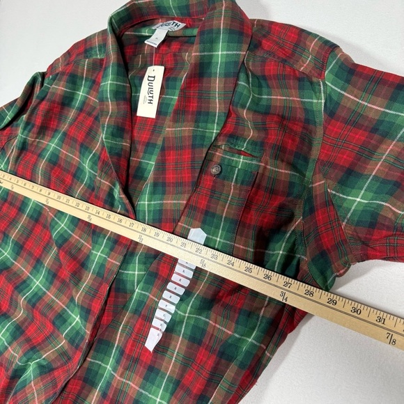 Duluth Trading Co men’s cotton robe Red green plaid - Picture 4 of 10
